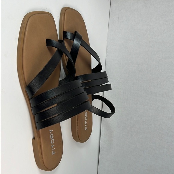Black and Tan Minimalist Strappy Sandals-New-Size 11 - Picture 5 of 6